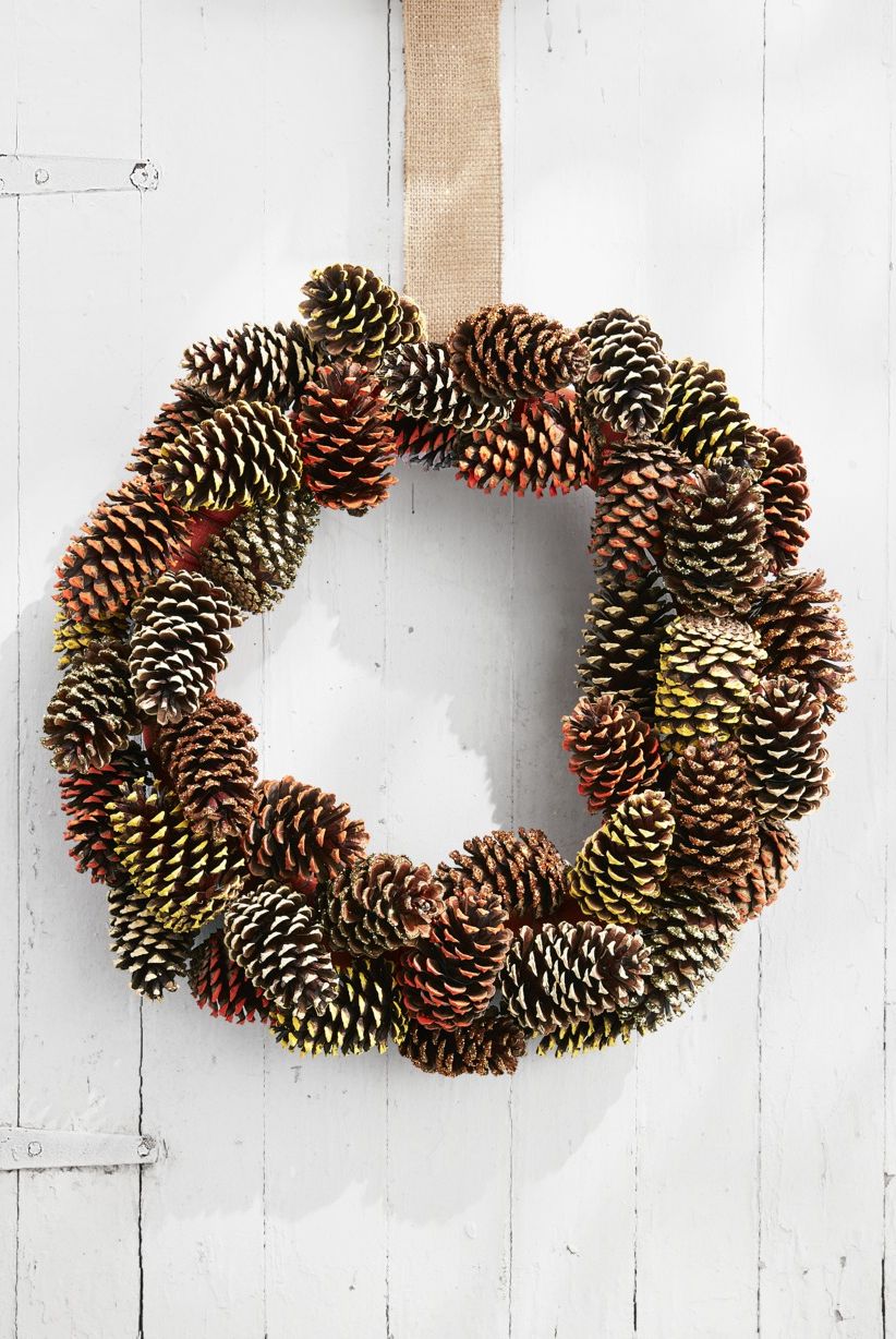 diy pine cone wreath for fall