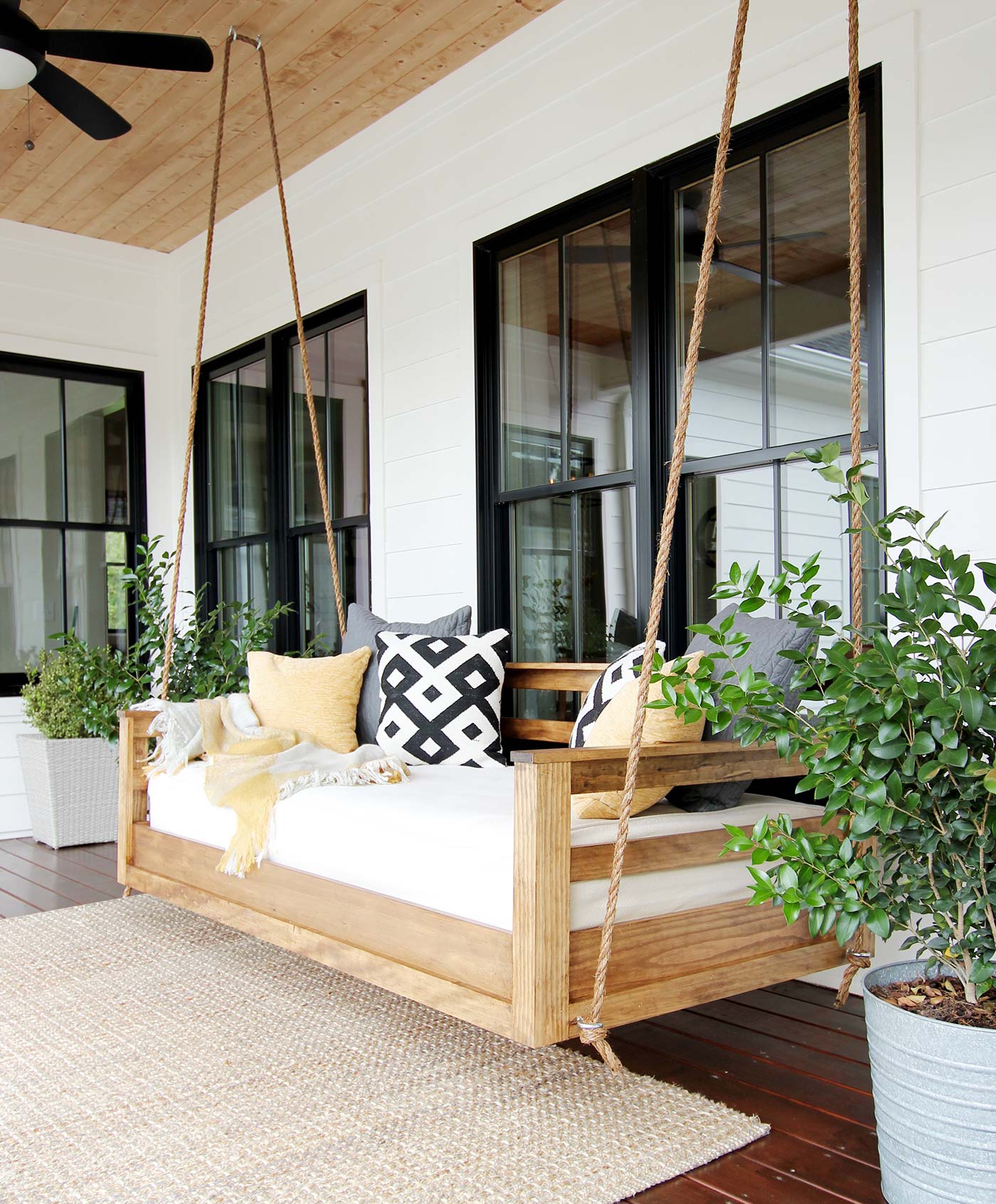 Fall Porch Makeover With A Bench Swing 41 OFF