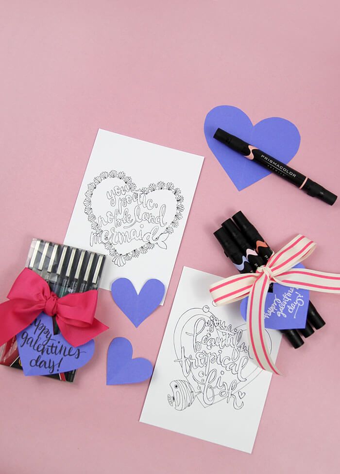 diy valentines day cards coloring galentines