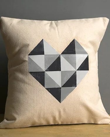 diy valentines day gifts geometric heart pillow