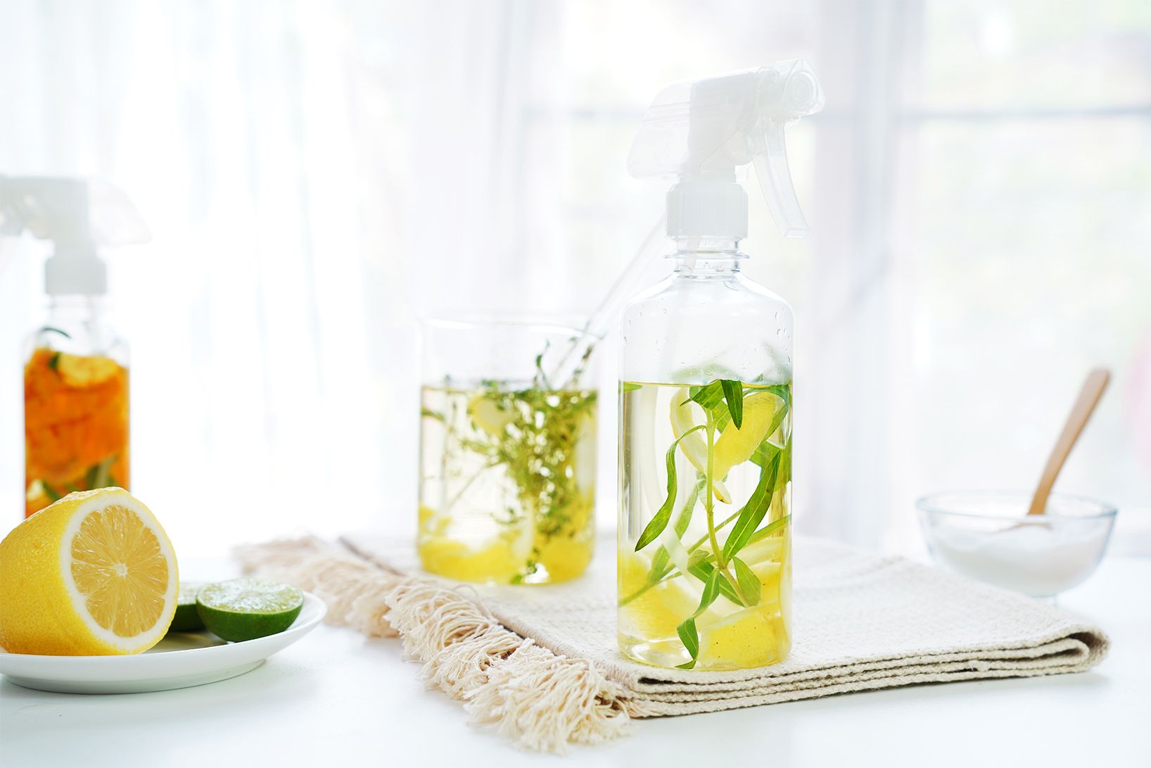 homemade citrus aromatic vinegar cleaner spray natural ingredients environmentally friendly