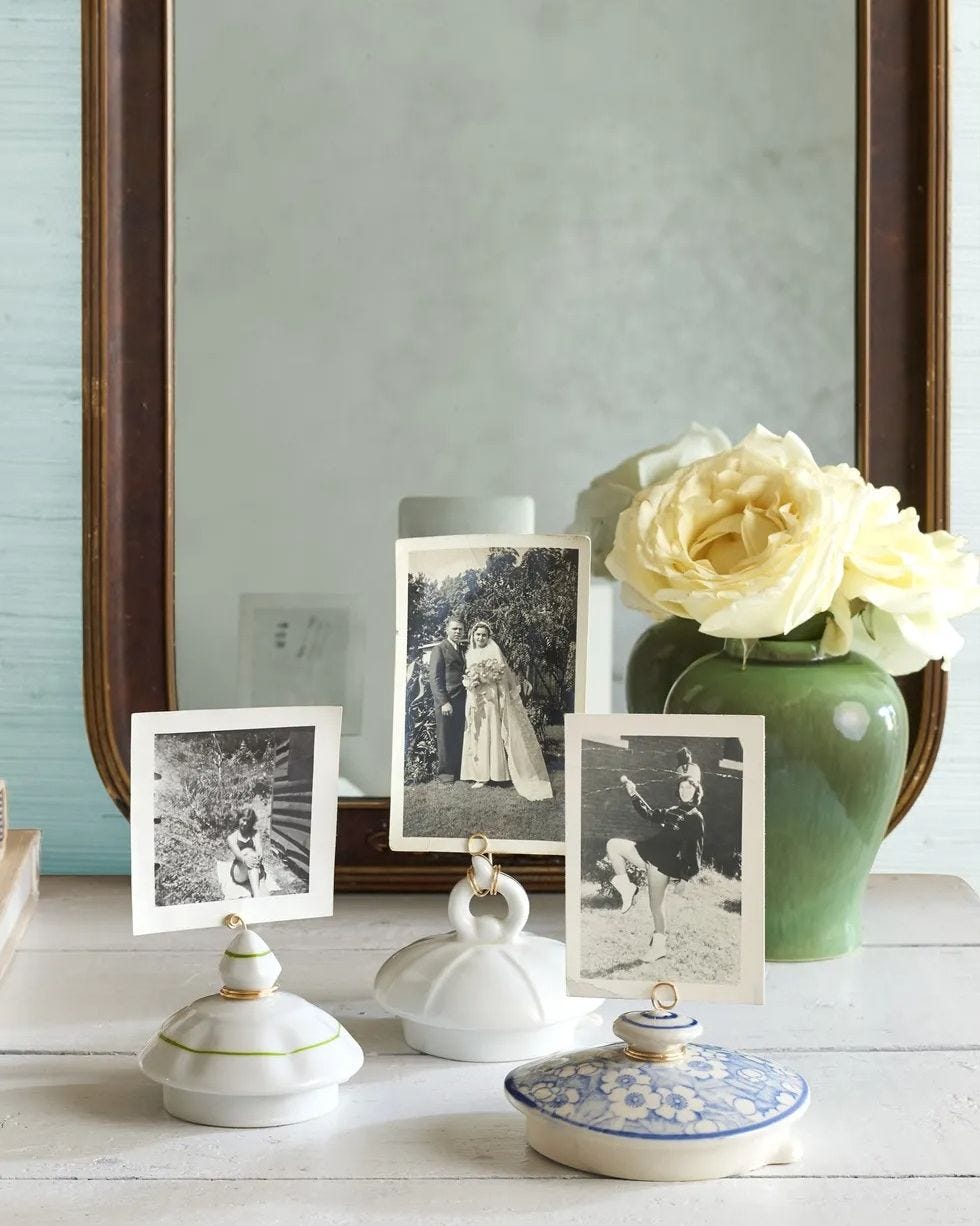 diy wedding decorations  vintage family photo display