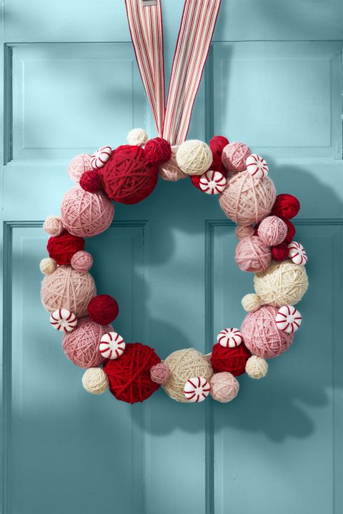 colorful yarn ball wreath