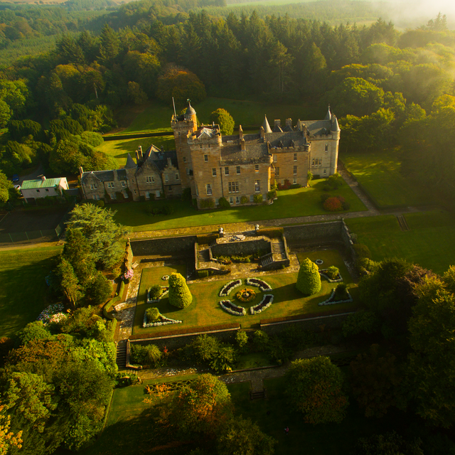 an ariel view of glenapp castle