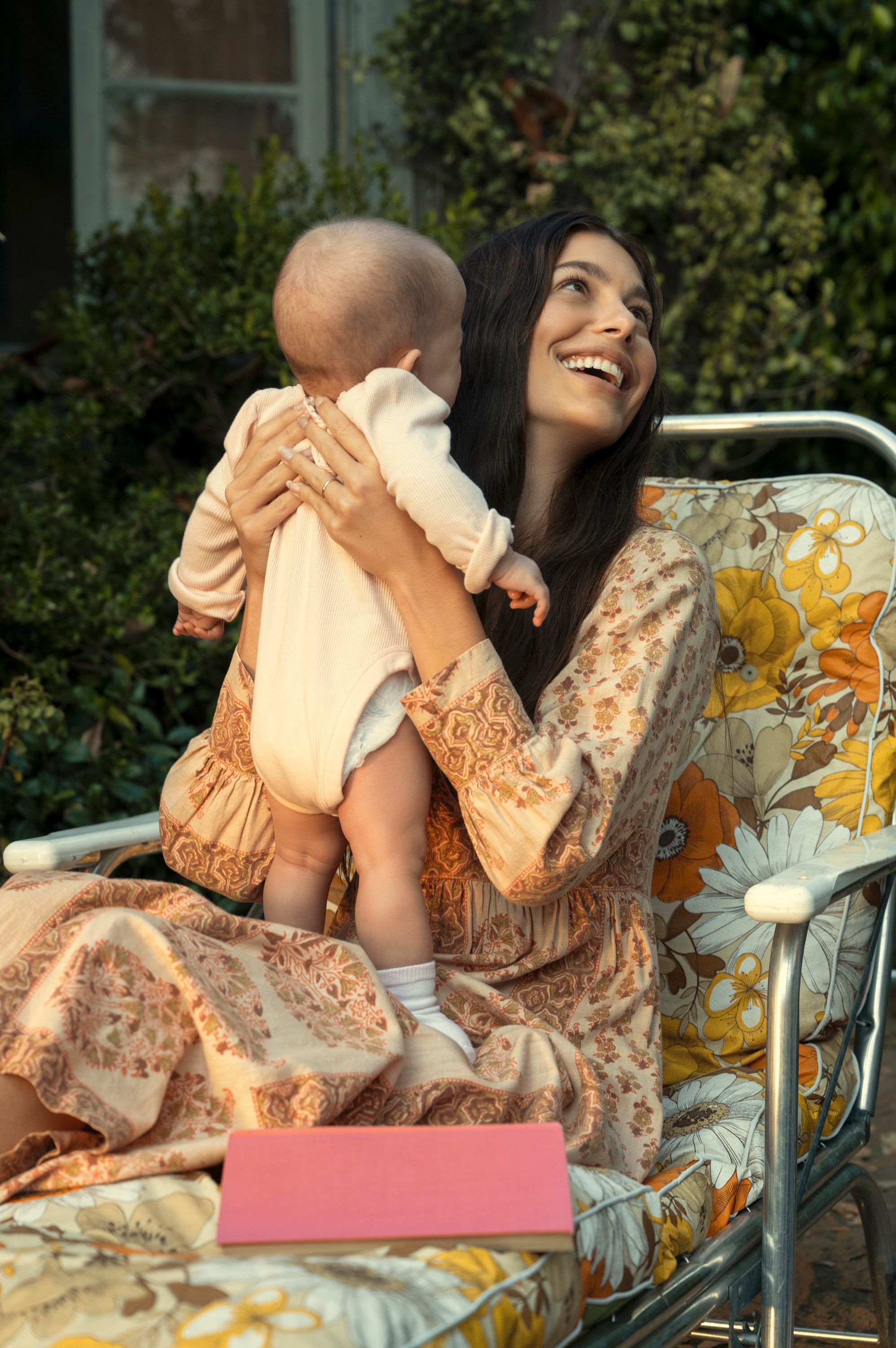 camila morrone in a floral dress in daisy jones and the six