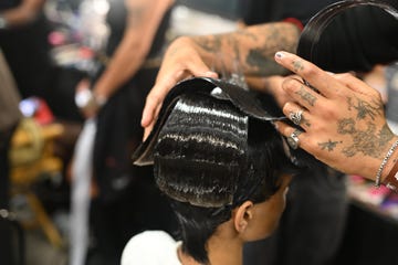 new york, new york september 10 a model prepares backstage for tresemme x luar on september 10, 2024 in new york city photo by dave kotinskygetty images for tresemme