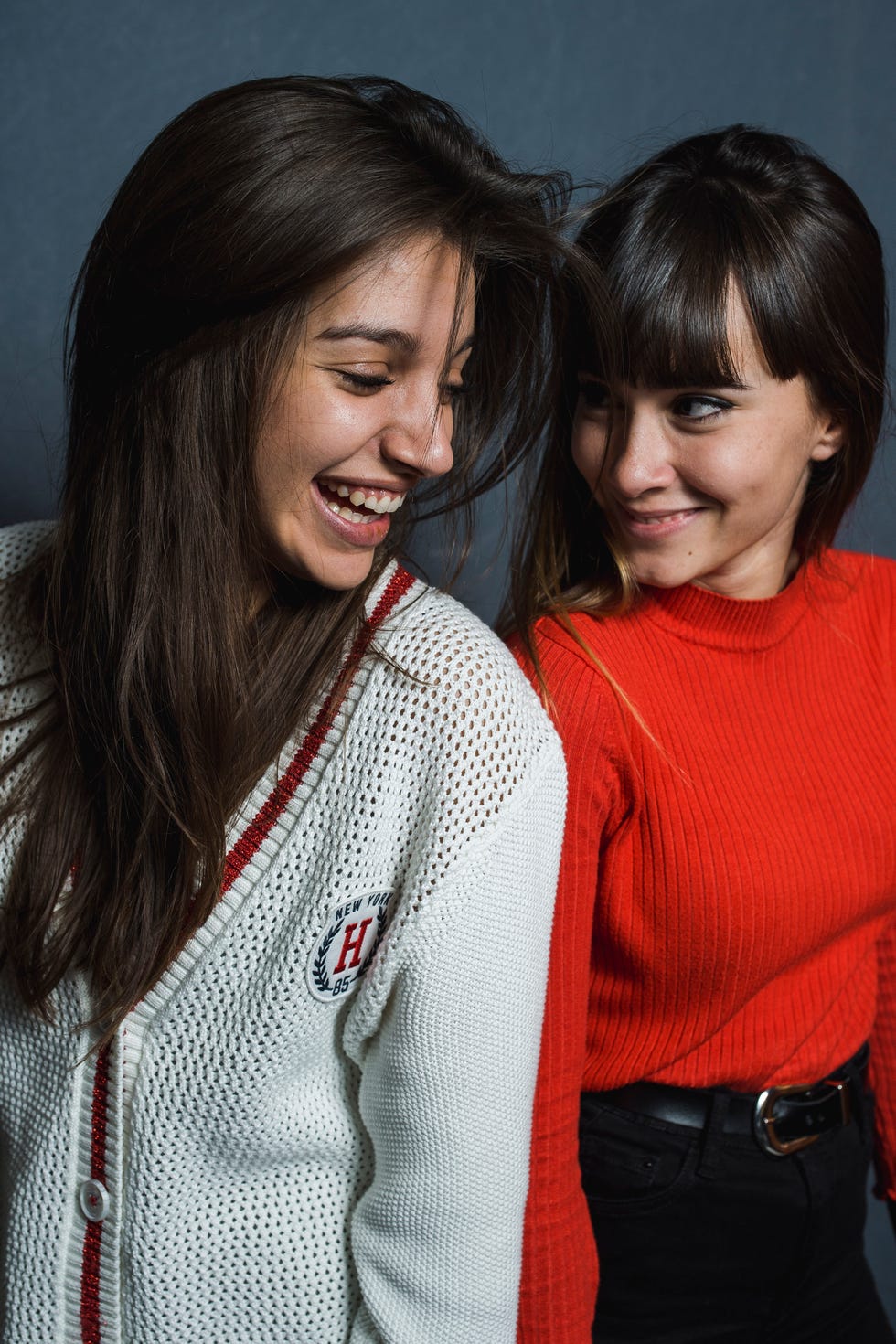 Hair, Red, Beauty, Hairstyle, Fashion, Outerwear, Friendship, Lip, Fun, Smile, 