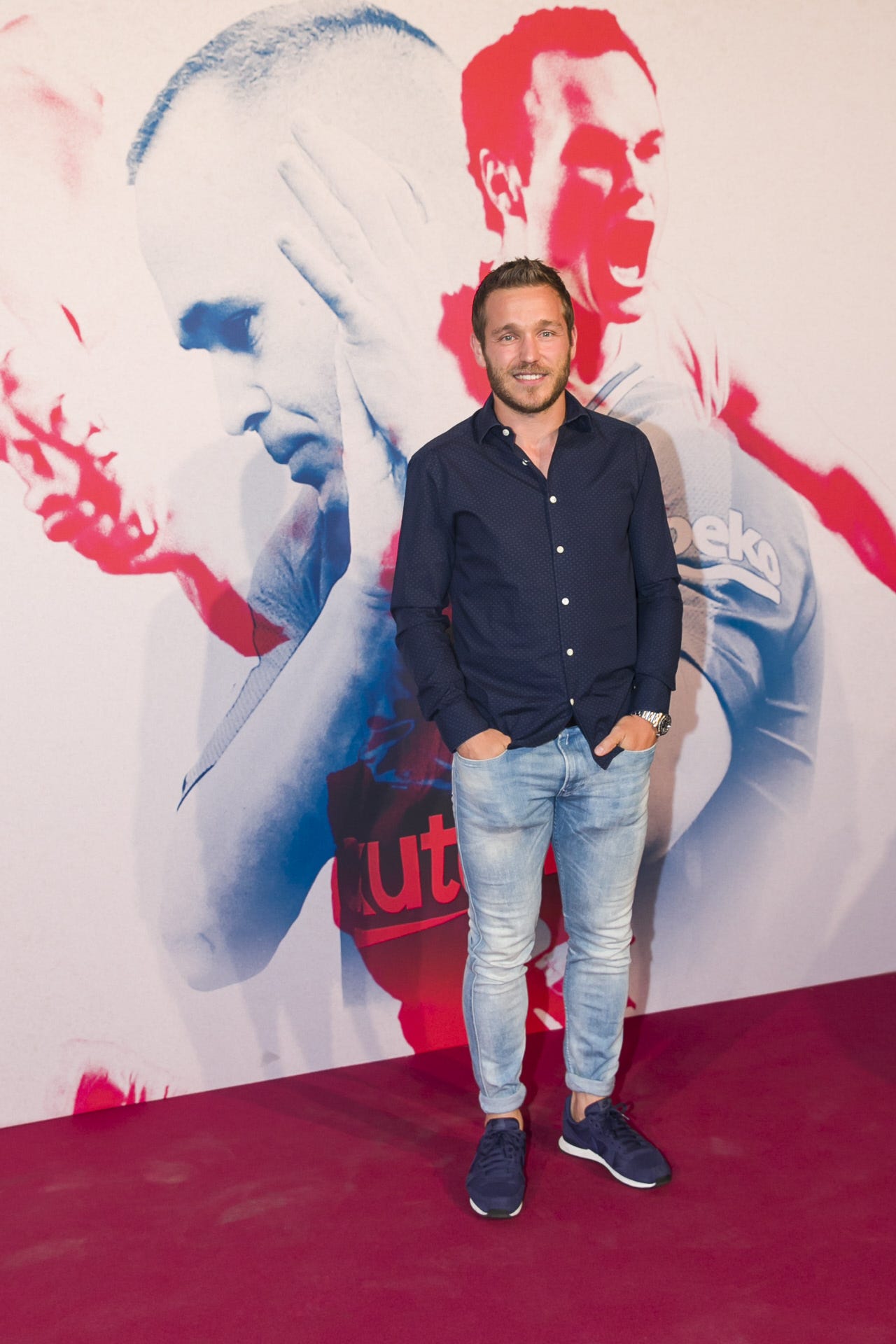 Red, Fashion, Carpet, Red carpet, Jeans, Flooring, Event, Art, Denim, Fashion design, 