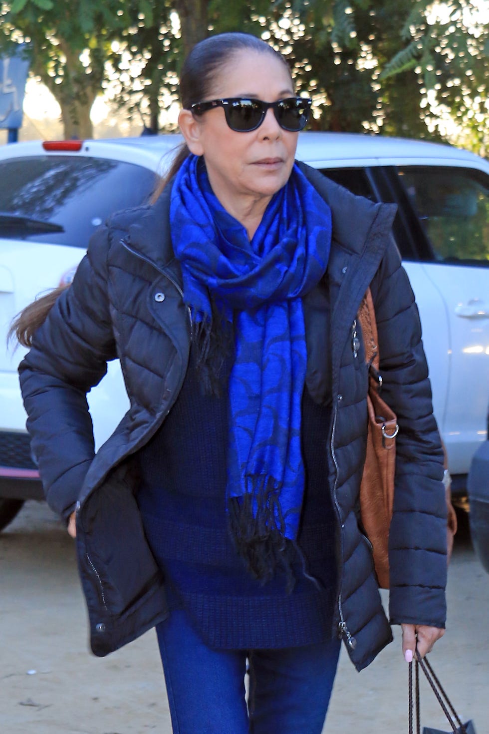 Cobalt blue, Clothing, Scarf, Street fashion, Eyewear, Blue, Sunglasses, Electric blue, Fashion, Jeans, 