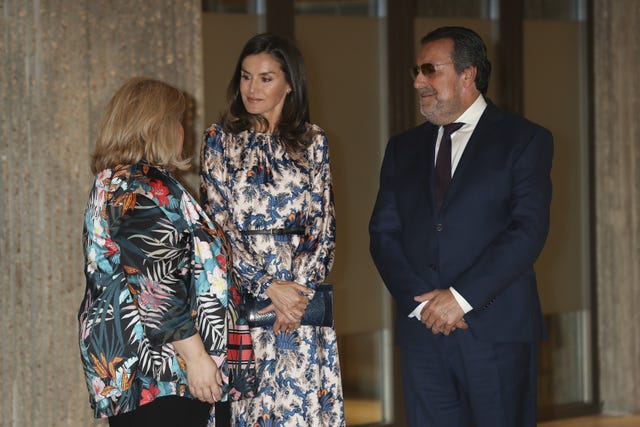 Reina Letizia con un vestido midi de Sandro en los Premios Discapnet