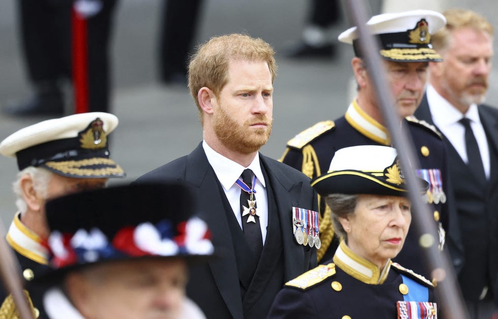 britain's prince harry and princess anne attend the state funeral of queen elizabeth ii, at the westminster abbey in london monday, sept 19, 2022 hannah mckaypool photo via ap  local caption