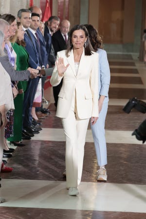 spanish queen letizia during the 46th edition of the el barco de vapor and gran angular children's literature awards ceremony in madrid on tuesday, 7 may 2024