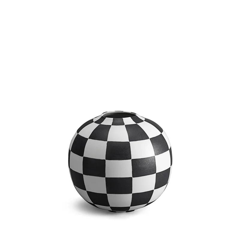 checkerboard monochrome spherical vase
