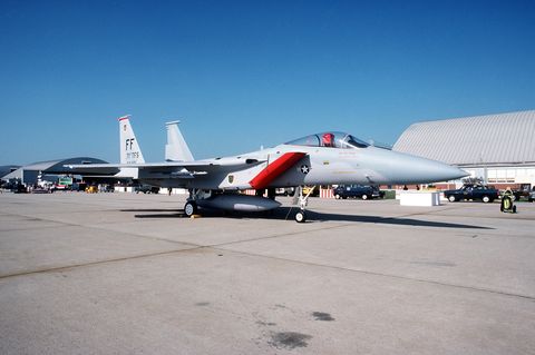right front view of a f 15a eagle aircraft on display during the department of defense open house air show