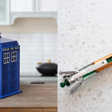 the tardis cookie jar and the electronic sonic screwdriver are two good housekeeping picks for best doctor who gifts
