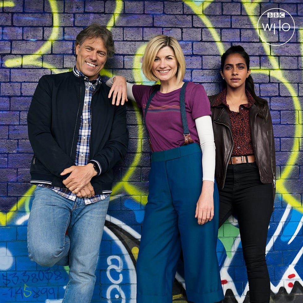 doctor who series 13  jodie whittaker, john bishop and mandip gill