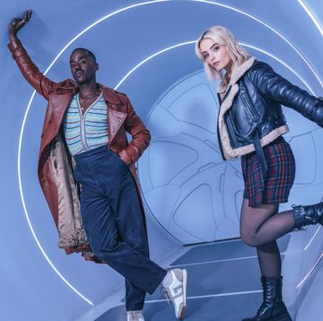 doctor who stars ncuti gatwa and millie gibson as the doctor and ruby sunday in the tardis corridor