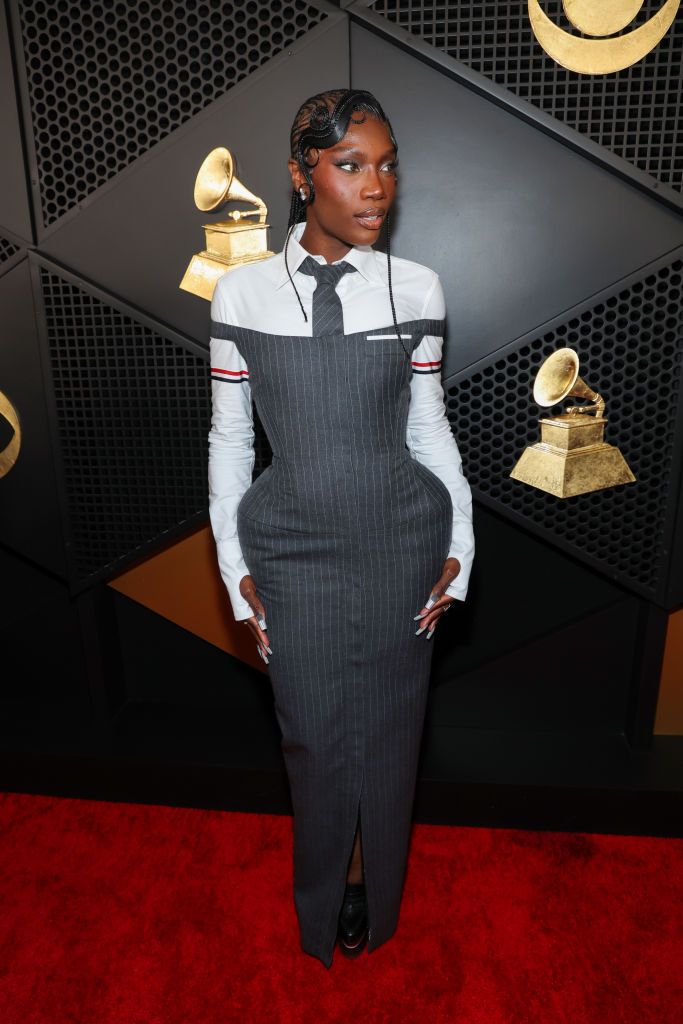 Doechii Wears Tie and Dress to the 2025 Grammys Red Carpet