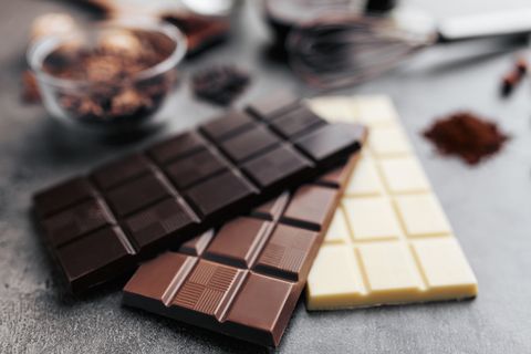 variety of chocolate bars  white, milk and dark