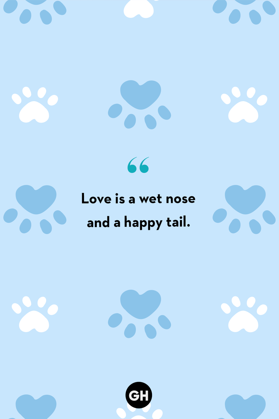 dog quote card with paw prints