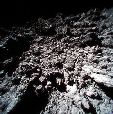 jaxa's ﻿rover 1b takes an image of the surface of the asteroid ryugu