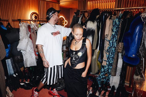 doja cat with creative director brett nelson during paris fashion week