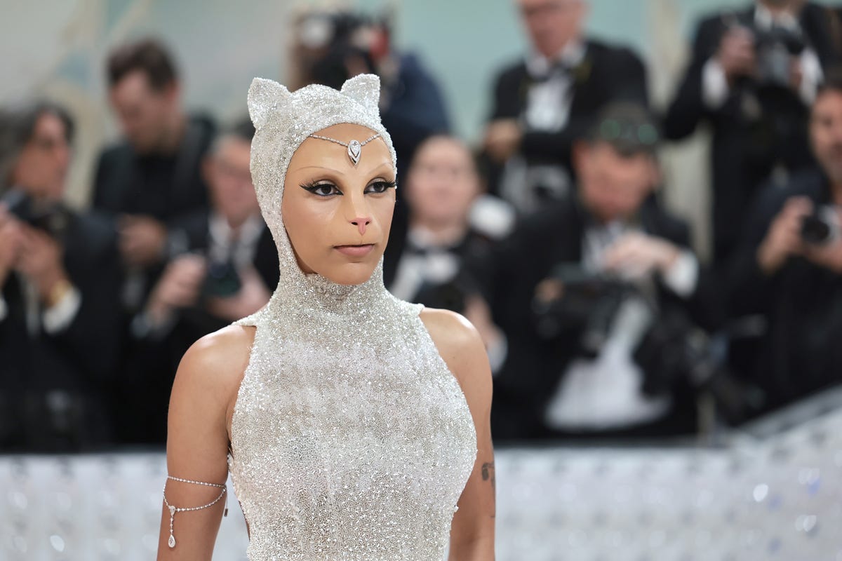 Doja Cat Is Unrecognisable Dressed As Karl Lagerfeld's Cat Choupette For  The Met Gala 2023