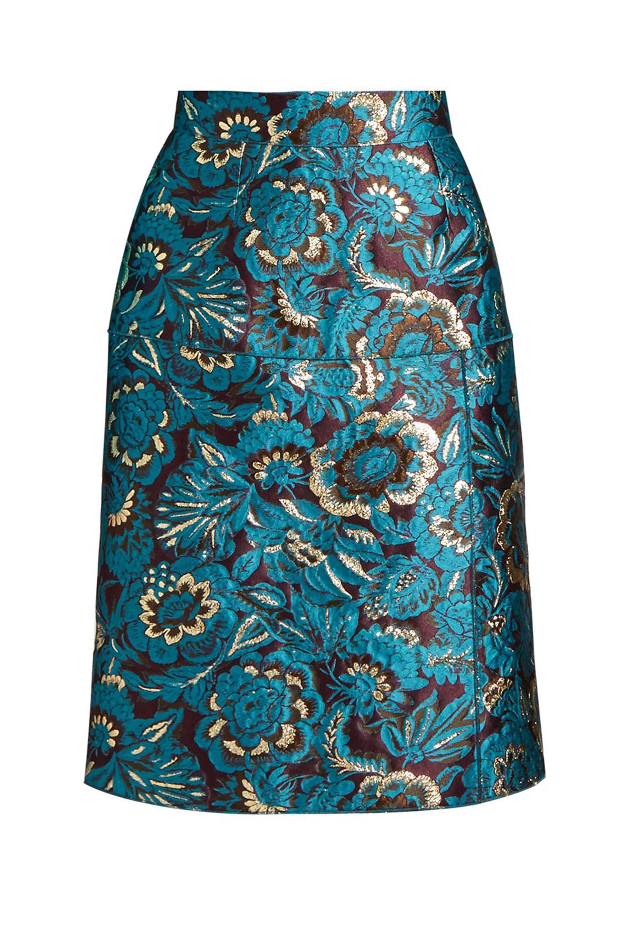 Turquoise floral outlet pencil skirt