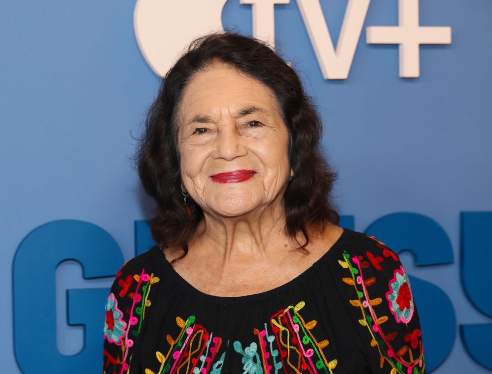 dolores huerta smiling and looking forward for a photograph