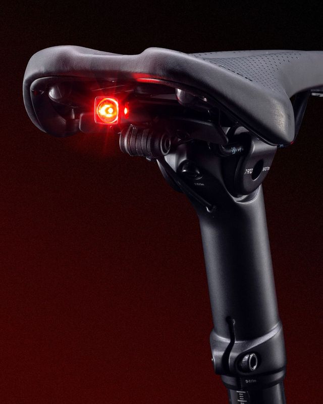 Product, Red, Bicycle part, Bicycle accessory, Bicycle saddle, Bicycle seatpost, Vehicle, Carbon, Bicycle lighting, Bicycle, 
