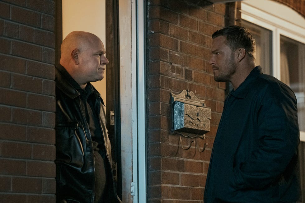 dominick lombardozzi as guy, alan ritchson as jack reacher, reacher season 2