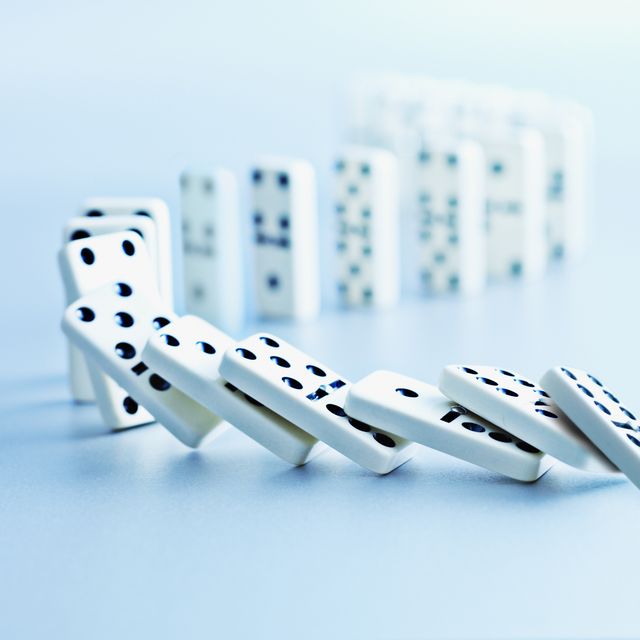 Dominoes falling in a row
