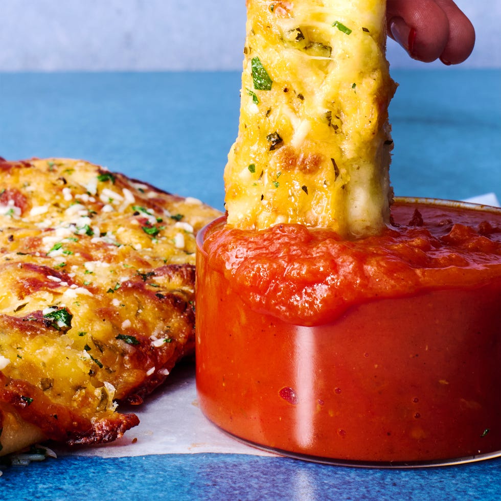 stuffed cheesy bread cut into breadsticks