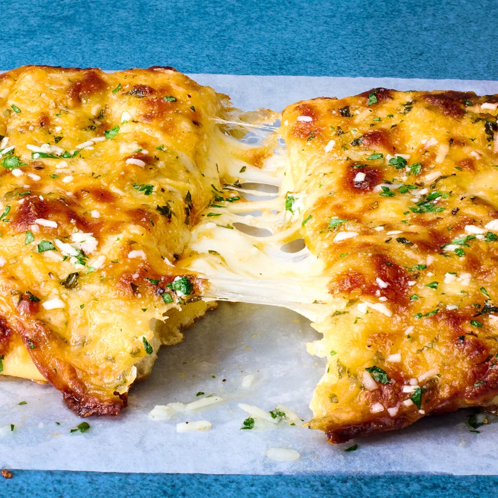 stuffed cheesy bread cut into breadsticks