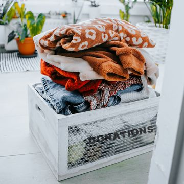 donations box full of clothes