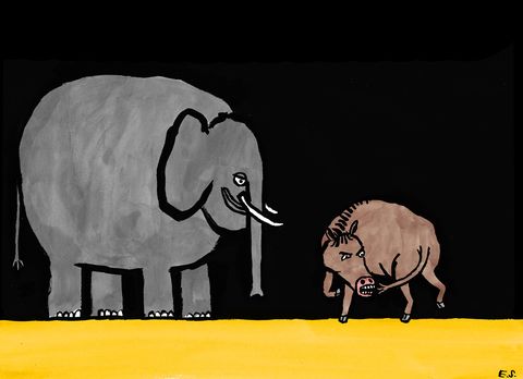 Elephant, Elephants and Mammoths, Indian elephant, Terrestrial animal, Wildlife, African elephant, Cartoon, Snout, Illustration, Animation, 
