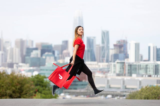 Red, Recreation, Footwear, Real estate, Architecture, Running, City, Leisure, Happy, Walking, 
