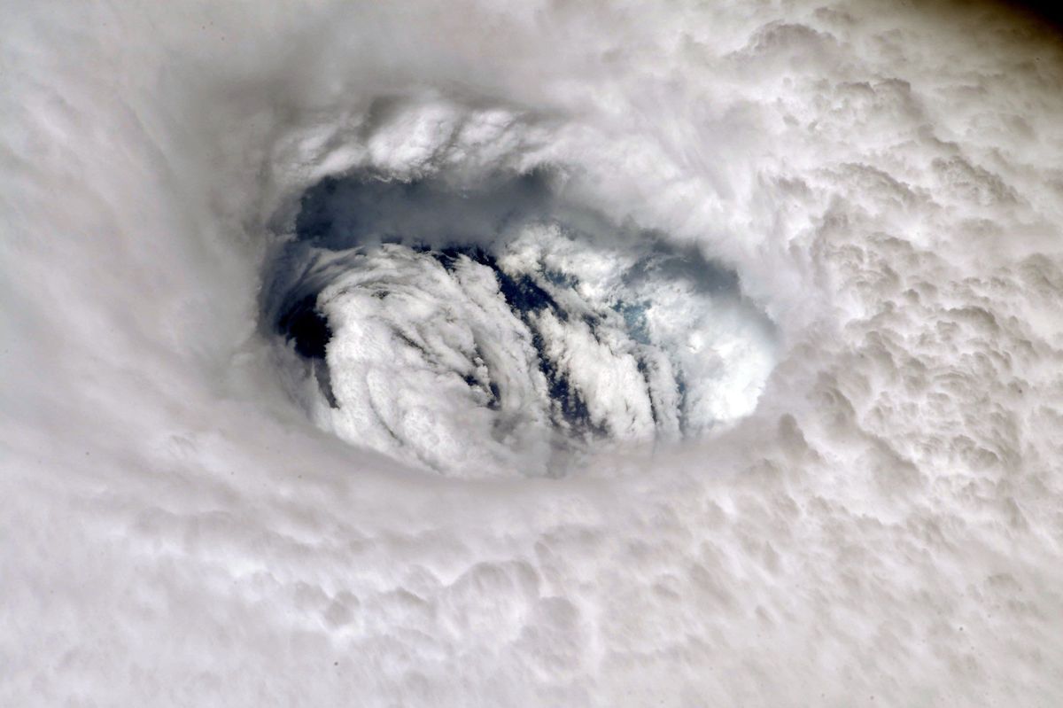 Het oog van de orkaan Dorian gezien vanuit het International Space Station