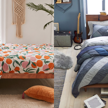 Bed sheet, Bedding, Orange, Furniture, Bedroom, Bed, Textile, Room, Pillow, Duvet, 