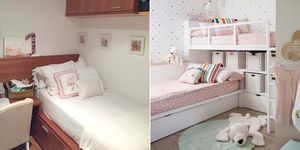 dormitorio infantil con literas tipo tren antes y después