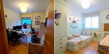 dormitorio juvenil antes y después de la reforma