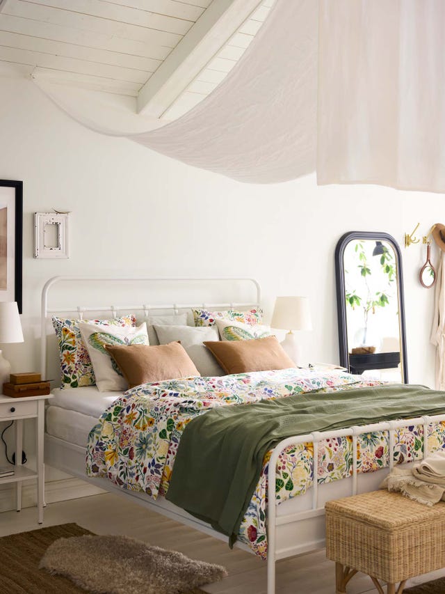 dormitorio retro, estructura de cama stjärnö