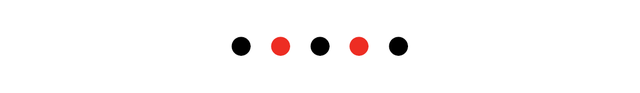 5 dots, alternating black and red