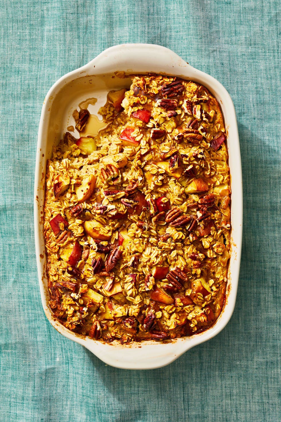 double apple baked oatmeal in a baking dish