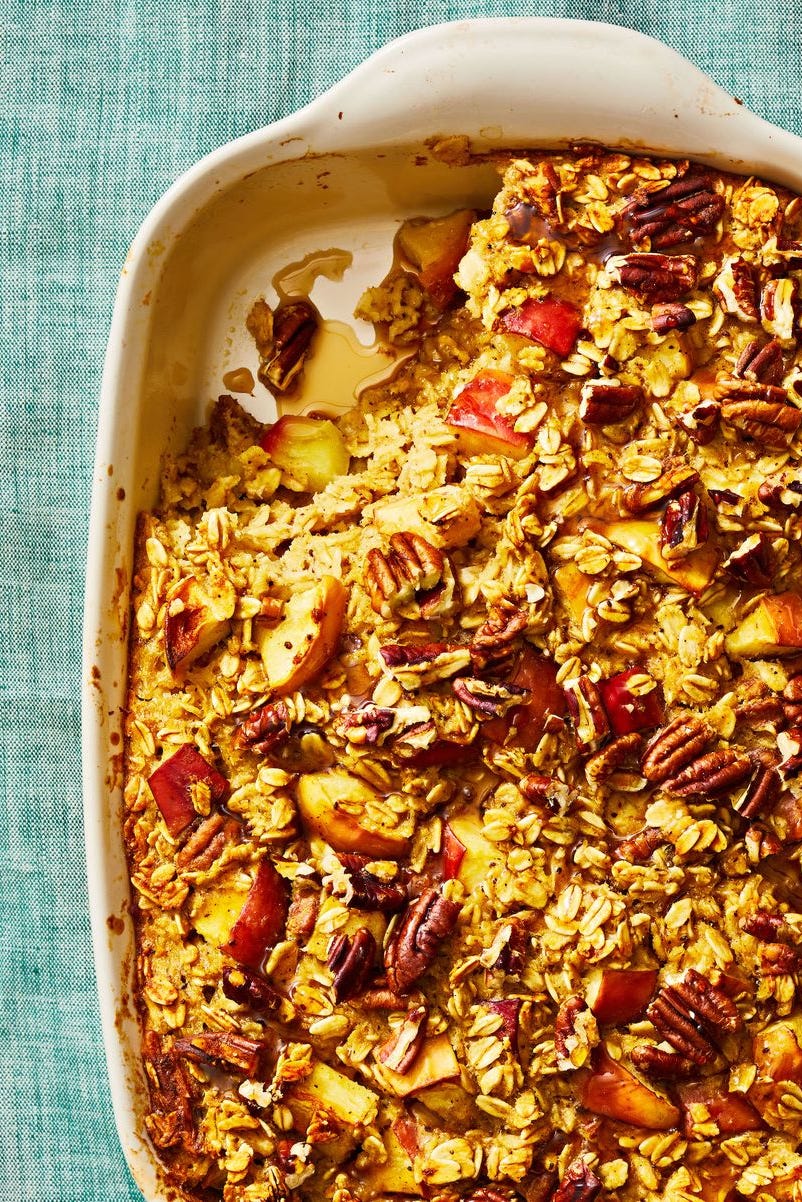 double apple baked oatmeal in a baking dish