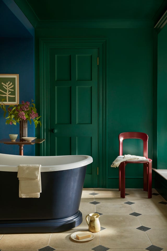 baño en verde y azul