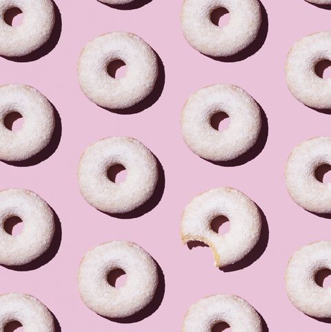 Doughnuts on pink background