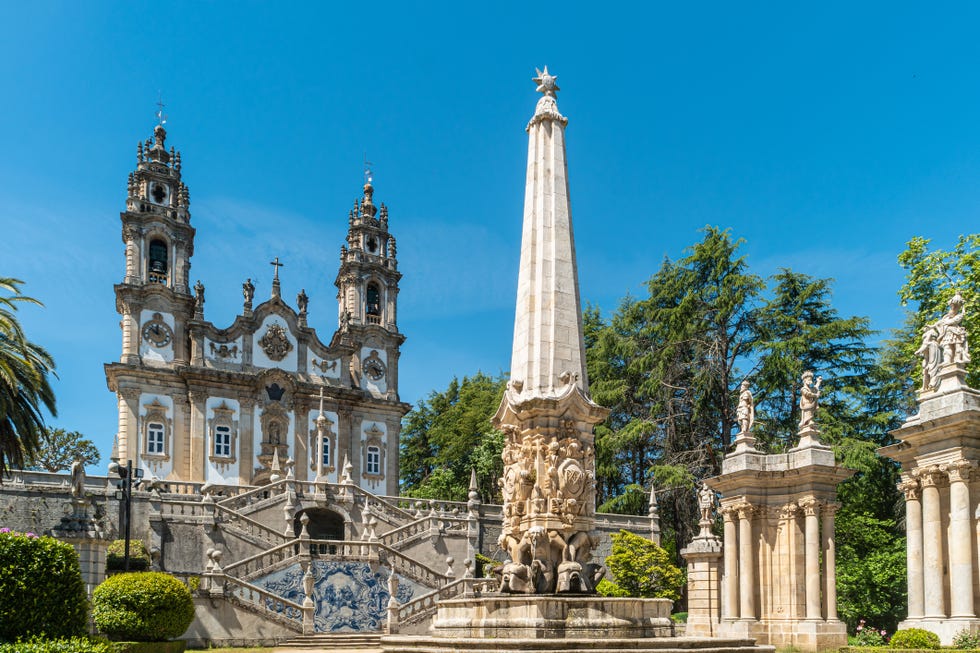 beautiful shrine of our lady of remedies in lamego, portugal the sight is a major pilgrimage church in the country, popular with tourists for its amazing baroque architecture