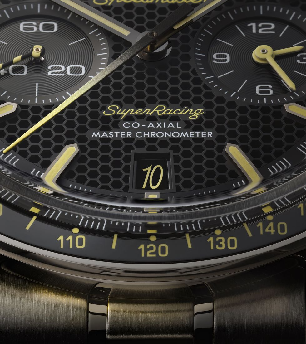 Omega speedmaster yellow on sale hands