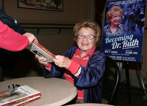 dr ruth signing books at a performance of becoming dr ruth which is the off broadway play based on her life
